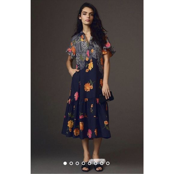 New Anthropologie Ruffle Sleeve Dress Size Small - Picture 1 of 8